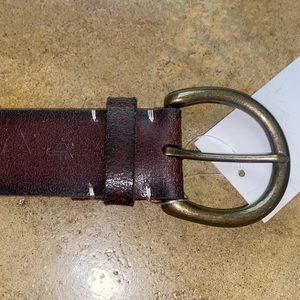 Leather dark brown Belt Bronze buckle size small